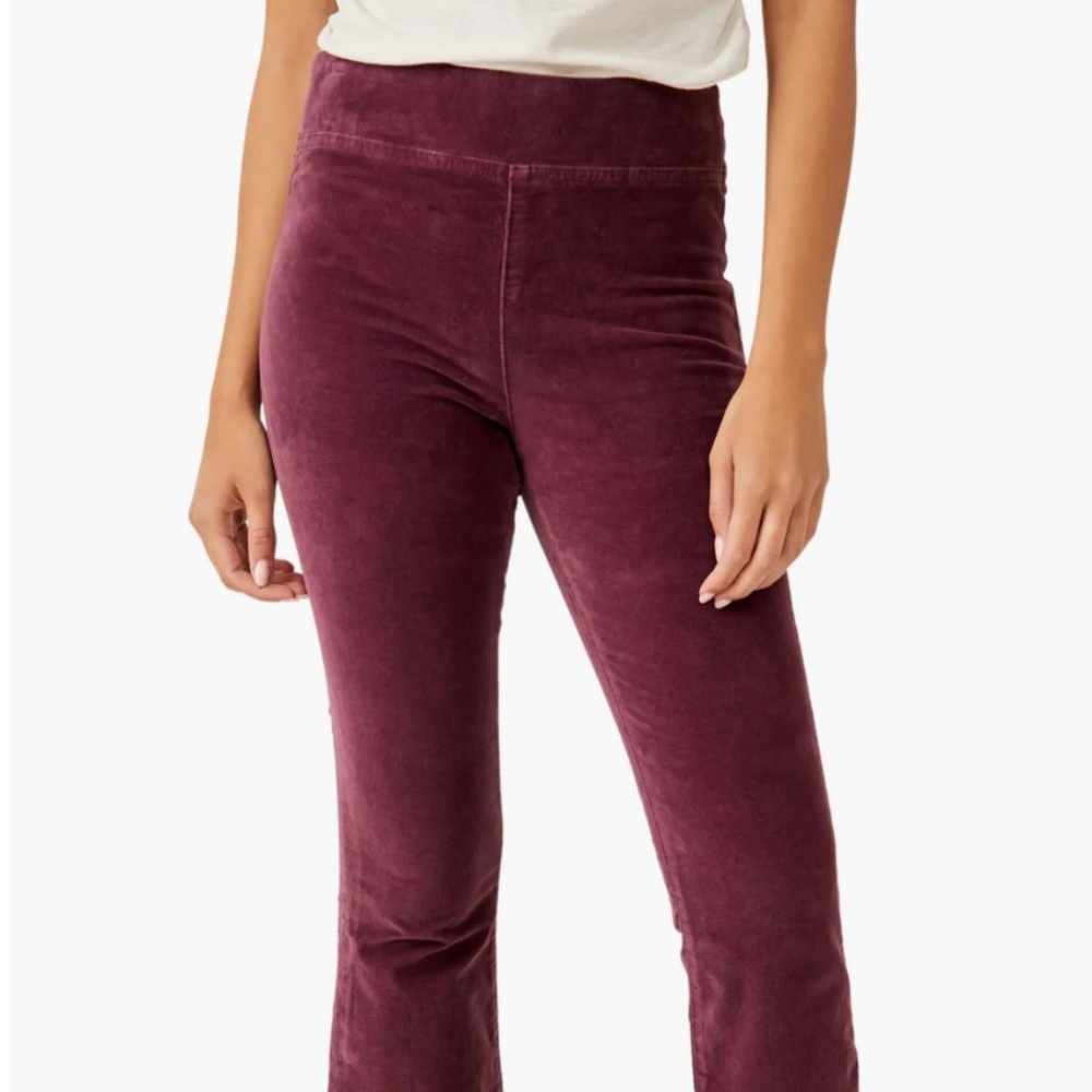 Free People In My Feelings Velvet Crop Slim Flare Pants - Fig Jam